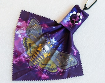 Bolsa de microfibra con diseño de polilla y lunas de la muerte