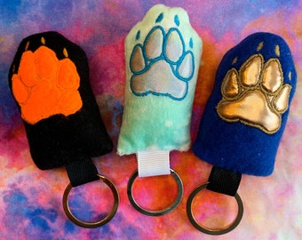 Squeaky Lucky Canine Paw Plush Keychain