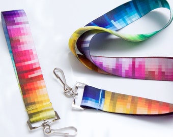 Pixel Rainbow Lanyard Keyfob and Combo Deal