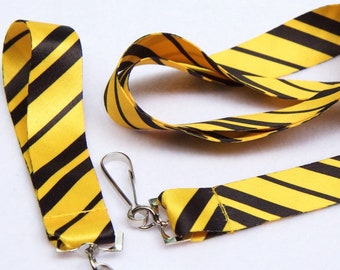 School Stripes Gold and Black Lanyard Keyfob and Combo Deal
