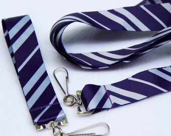 School Stripes Blue and Silver Lanyard Keyfob and Combo Deal