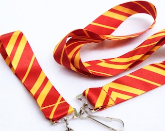 School Stripes Red and Gold Lanyard Keyfob and Combo Deal