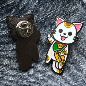 Emaille reversspeld Maneki Neko (gelukkat)