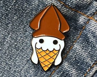 Chocolate Covered Ice Squid enamel lapel pin