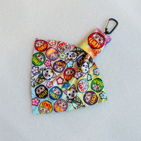 Daruma and Lucky Cat Microfiber Pouch