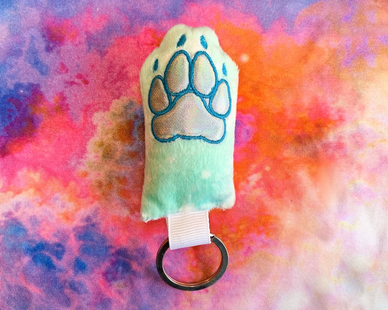 Squeaky Lucky Canine Paw Plush Keychain Pastel & Holographic