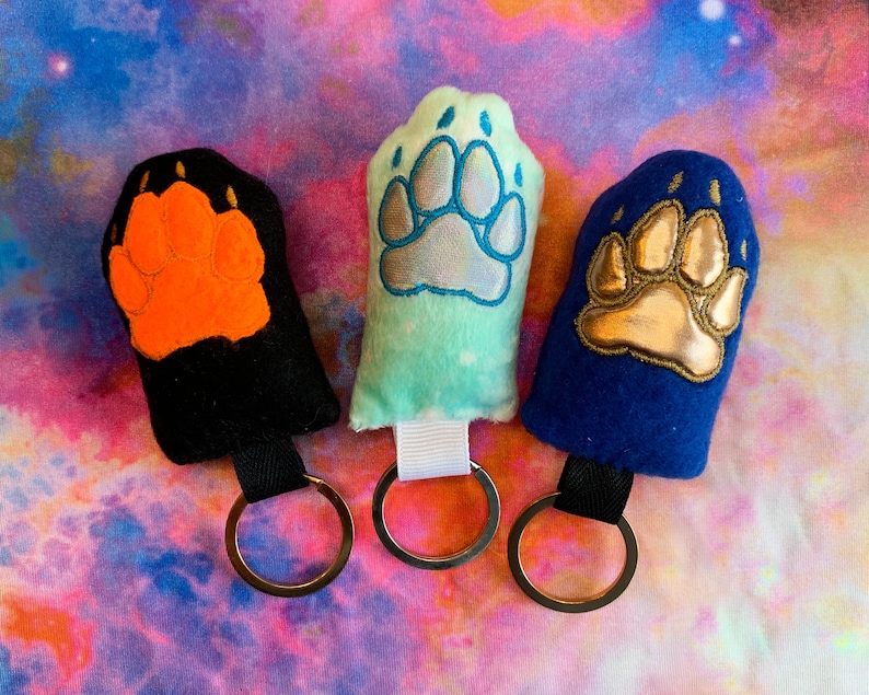 Squeaky Lucky Canine Paw Plush Keychain image 1