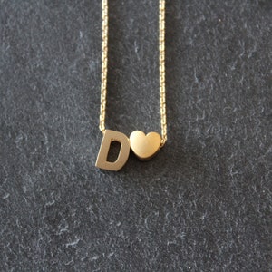 Carta inicial PERSONALIZADA y collar de oro del corazón, collar personalizado, simple, moderno, todos los días, amor, romántico