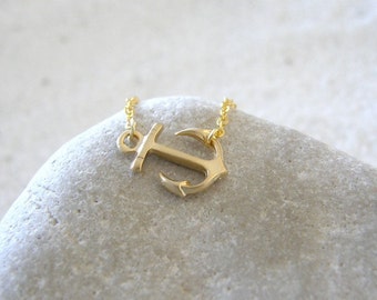 Gold Anchor Necklace, Nautical Charm, Sailor, Nautical Jewelry, Simple, Modern, Minimalist, Gift for Her