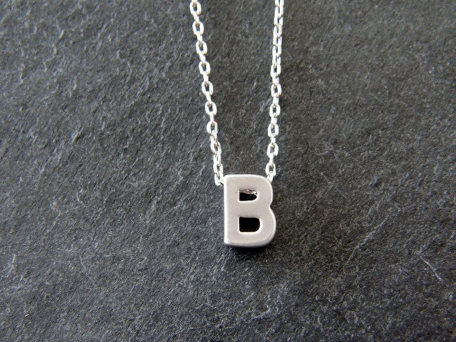 Personalized Initial Letter B Necklace Silver Initial Etsy