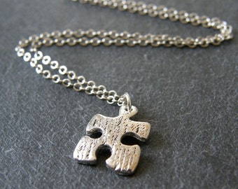 Jigsaw Puzzle Piece Necklace, Kitsch, Whimsical, Birthday Gift, Friend and Sister Gift