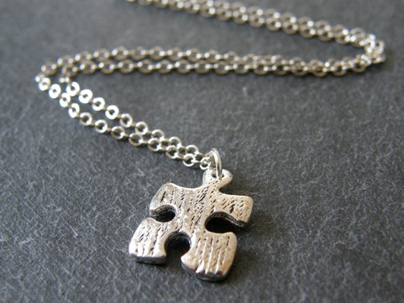 Jigsaw Puzzle Piece Necklace, Kitsch, Whimsical, Birthday Gift, Friend