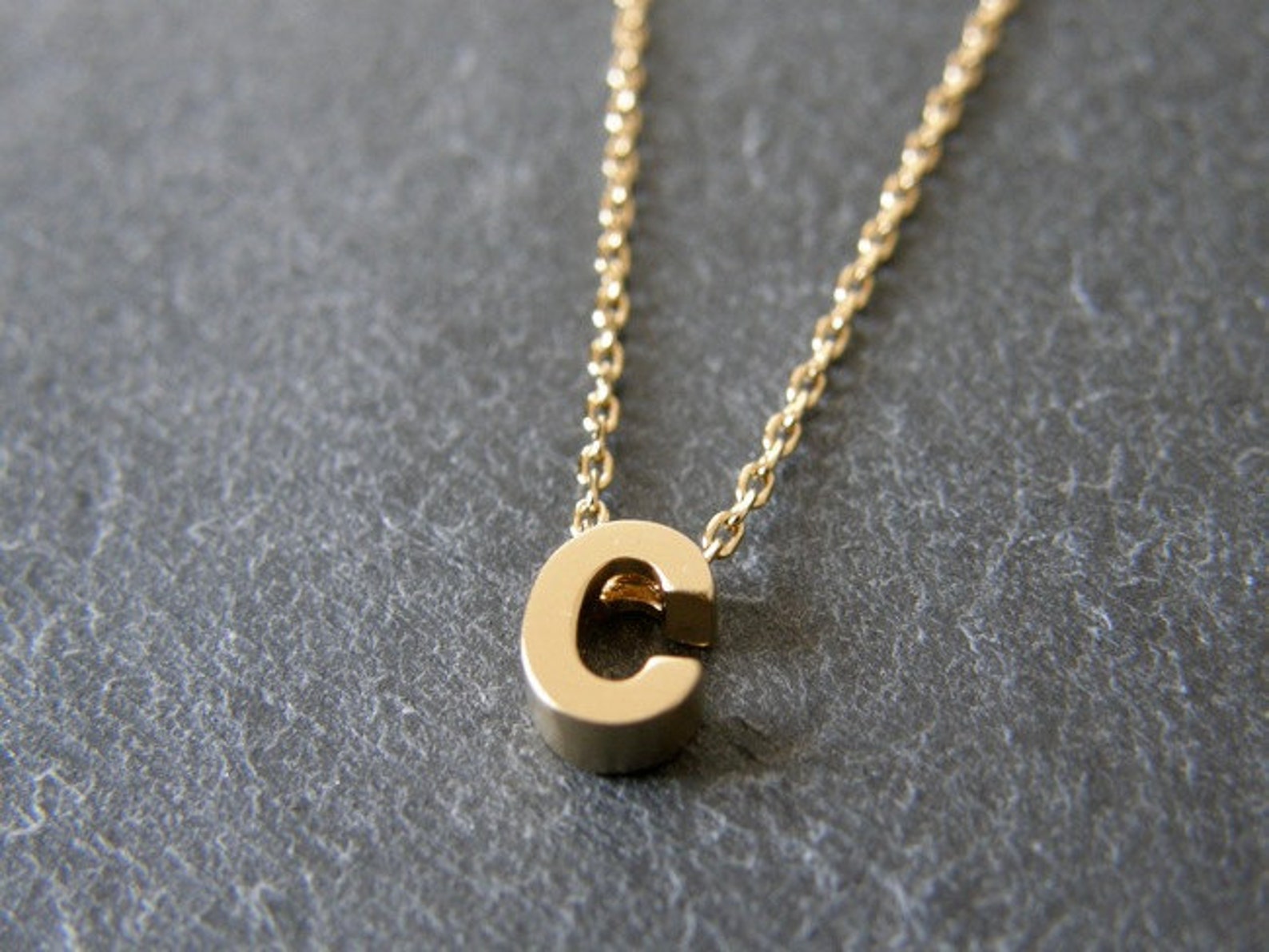 Personalized Initial Necklace, Letter C Gold Necklace, Bridesmaid Gifts
