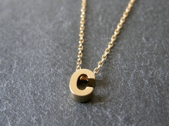 Personalized Initial Necklace Letter C Gold - Letter C Gold Pendant