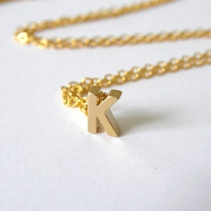 Tiny Gold Initial Letter K Necklace, Gold Initial, Personalized Necklace, Simple, Modern, Everyday image 3