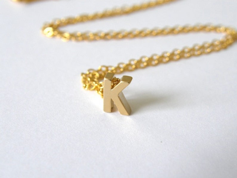 Tiny Gold Initial Letter K Necklace, Gold Initial, Personalized Necklace, Simple, Modern, Everyday image 3