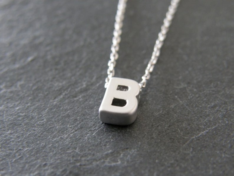Personalized Initial Letter B Necklace Silver Initial Etsy