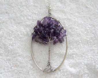 Amethyst Tree of Life Wire Wrapped Necklace, Graduation Gift, Mom Gift, Friend Gift, Sister, Birthday Gift