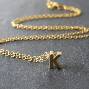 Tiny Gold Initial Letter K Necklace, Gold Initial, Personalized Necklace, Simple, Modern, Everyday image 2