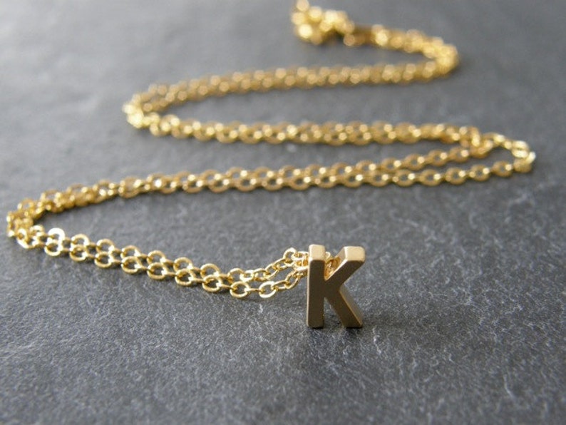 Tiny Gold Initial Letter K Necklace, Gold Initial, Personalized Necklace, Simple, Modern, Everyday image 2