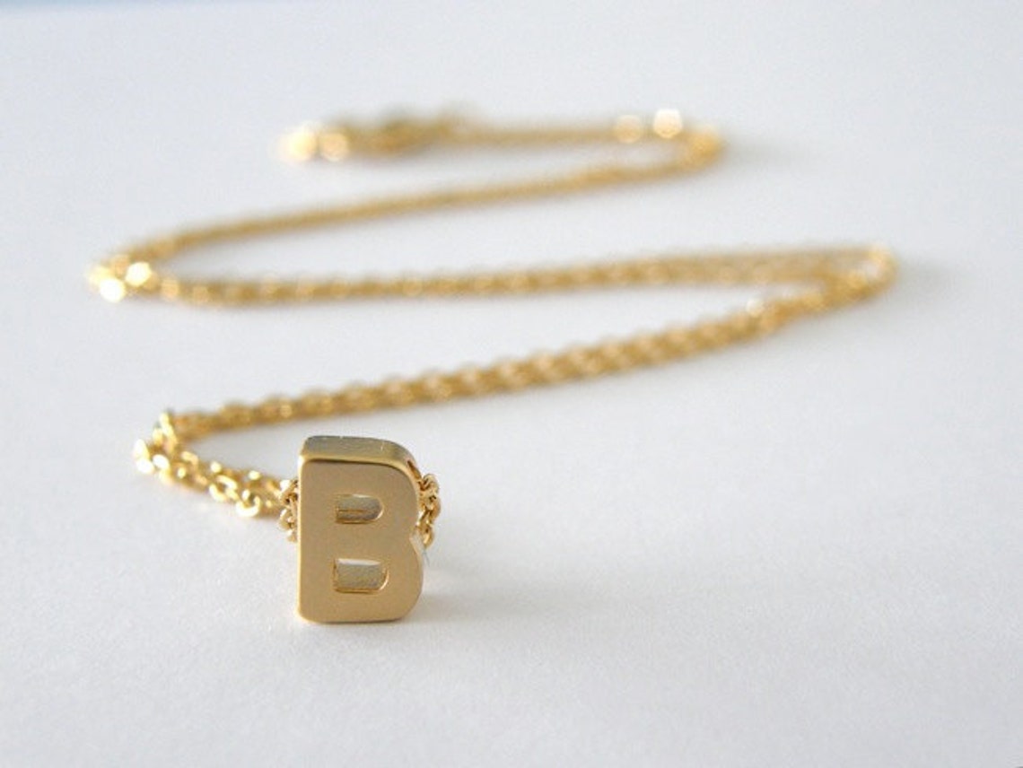 Initial Letter B Necklace, Gold Initial, Personalized Necklace, Initial