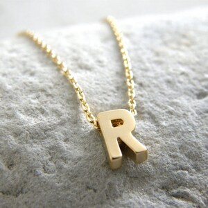 Gold Initial Letter R Necklace, Personalized Necklace, Wedding Jewelry, Bridesmaid Gifts, Simple, Modern, Everyday image 4