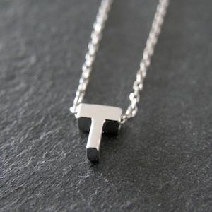 Silver Initial Letter T collar, collar personalizado, joyería de boda, regalos de dama de honor, simple, moderno, todos los días