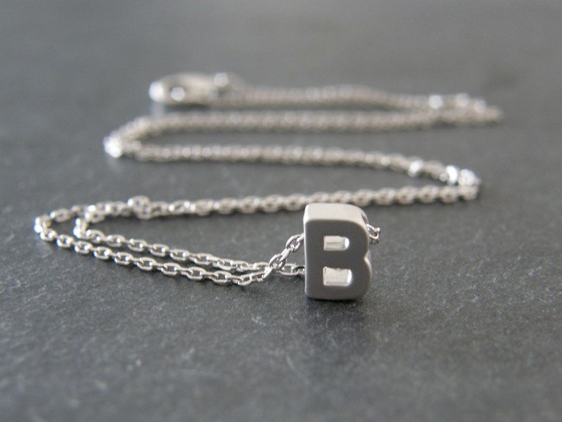 Personalized Initial Letter B Necklace Silver Initial Etsy