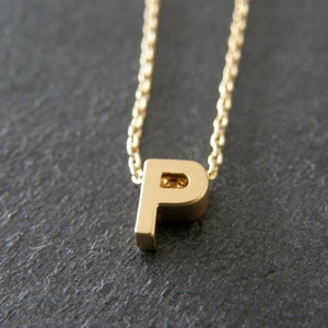 Collar personalizado, pequeña letra inicial P collar, collar del alfabeto, simple, moderno, todos los días