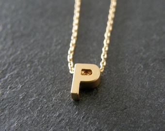 Personalized Necklace, Tiny Initial Letter P Necklace, Alphabet Necklace, Simple, Modern, Everyday