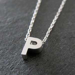 Plata Inicial Carta P Collar, Collar Personalizado, Collar Inicial, Simple, Moderno, Todos los Días
