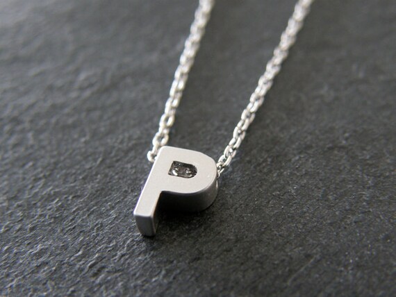 Silver Initial Letter P Necklace 