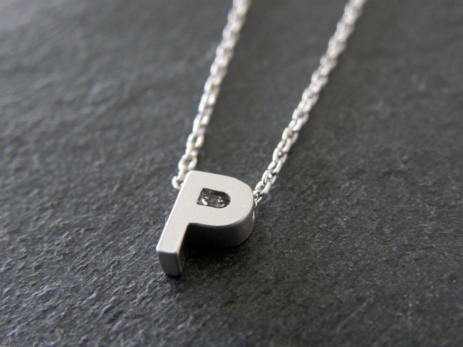 initial p necklace silver