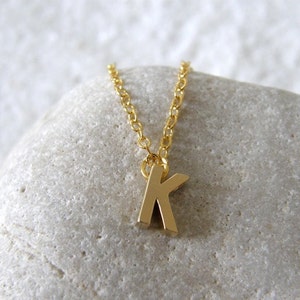 Tiny Gold Initial Letter K Necklace, Gold Initial, Personalized Necklace, Simple, Modern, Everyday image 5