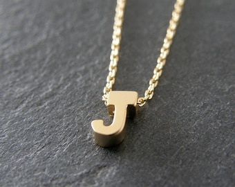 Personalized Necklace, Tiny Letter J Necklace, Alphabet Necklace, Simple, Modern, Everyday