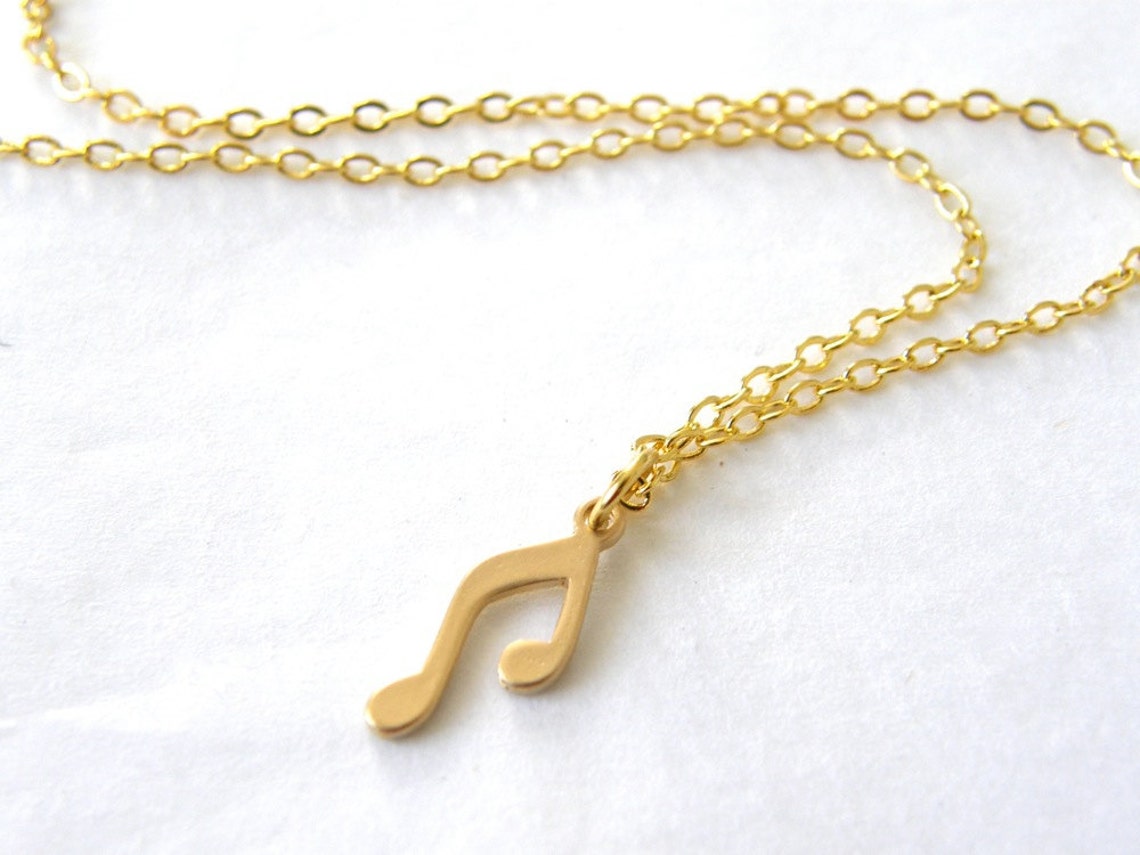 Music Notes Matt Gold Pendant Necklace Musical Jewelry - Etsy