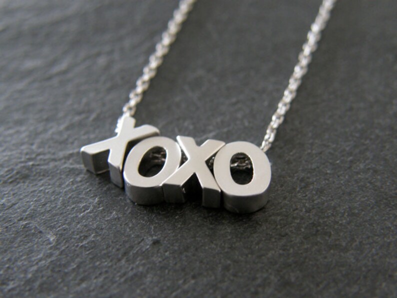 XOXO Silver Necklace, Hugs and Kisses Necklace, Valentines Gift, Gift
