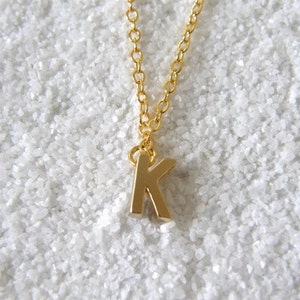 Tiny Gold Initial Letter K Necklace, Gold Initial, Personalized Necklace, Simple, Modern, Everyday image 4