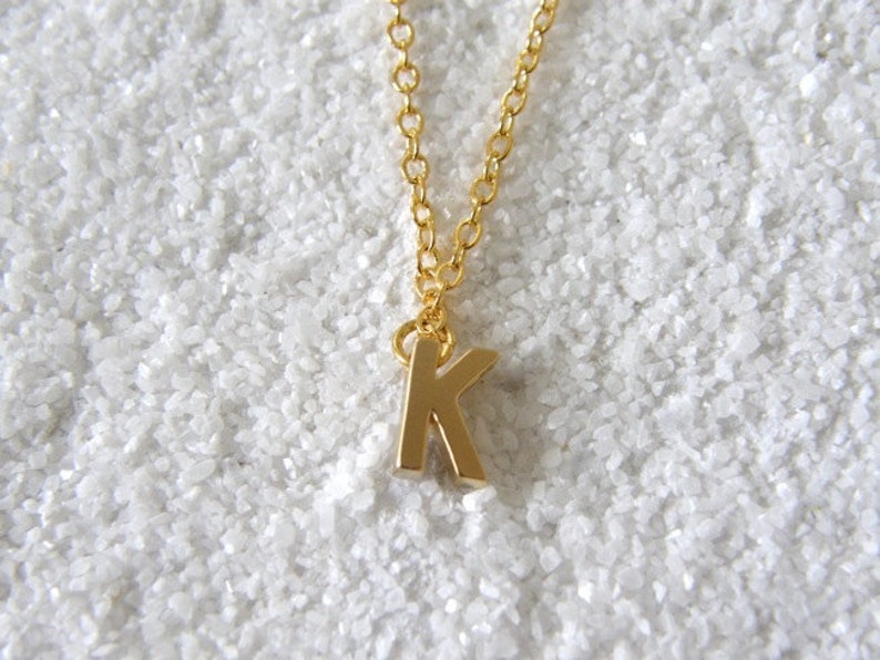 Tiny Gold Initial Letter K Necklace, Gold Initial, Personalized Necklace, Simple, Modern, Everyday image 4