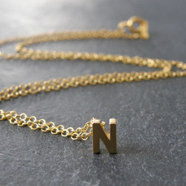 CUSTOM Initial Letter Gold Necklace, Personalized Necklace, Simple, Modern, Everyday, Friend Gift