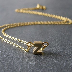 Collar de oro inicial carta Z, collar de letras de oro, collar inicial personalizado, simple, moderno, todos los días