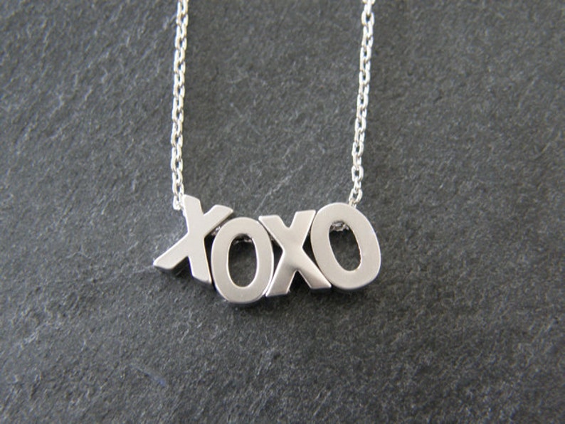 XOXO Silver Necklace, Hugs and Kisses Necklace, Valentines Gift, Gift