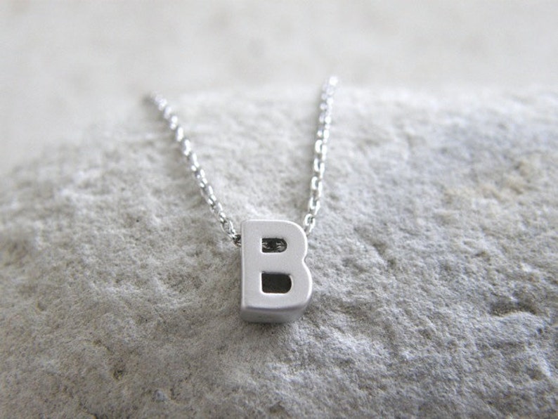Personalized Initial Letter B Necklace Silver Initial Etsy