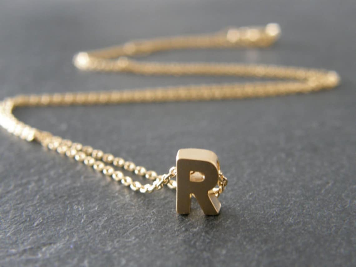 Gold Initial Letter R Necklace Personalized Necklace Wedding - Etsy