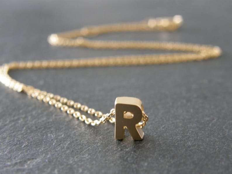 Gold Initial Letter R Necklace Personalized Necklace Wedding | Etsy