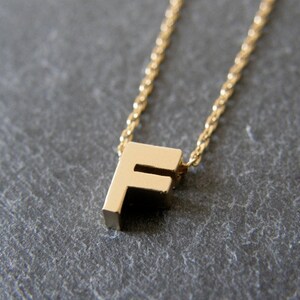 Oro carta inicial F collar, collar personalizado, regalo de damas de honor, simple, moderno
