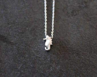 Tiny Silver Seahorse Necklace, Seahorse Pendant, Simple, Modern, Everyday