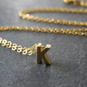 Tiny Gold Initial Letter K Necklace, Gold Initial, Personalized Necklace, Simple, Modern, Everyday image 1