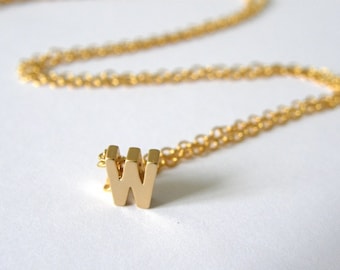 Initial W Necklace, Gold Initial, Personalized Initial Necklace, Simple, Modern, Everyday