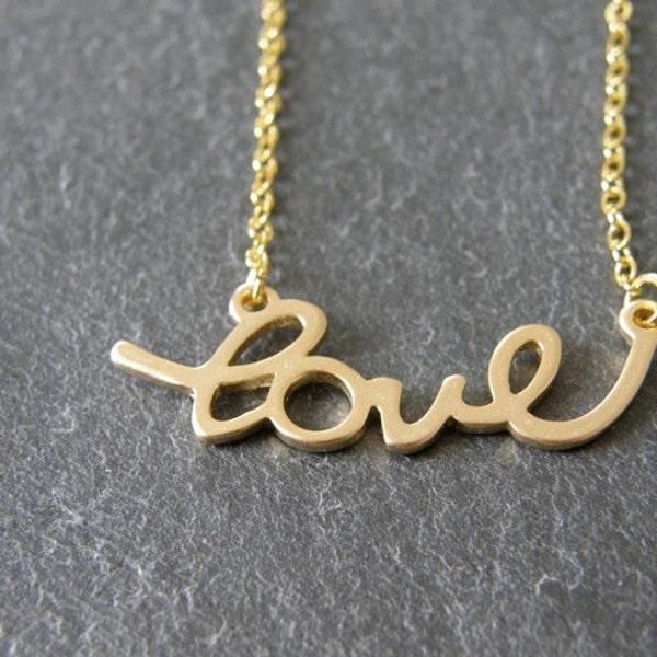 Gold Love Necklace, Romantic, Wedding, Simple, Modern, Everyday, Bridal, Gift for Her, Mom, Friend, Sister Gift